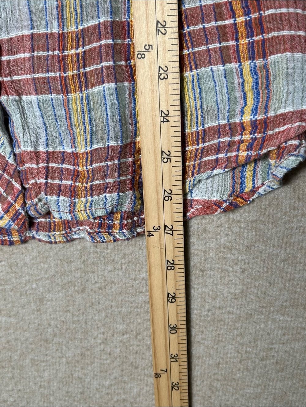 Free People We The Free Gauze Shirt Womens Medium Plaid Long Sleeve Pockets - Picture 4 of 11